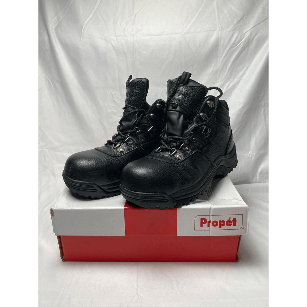Propet Mens Shield Walker 6 Inch Waterproof Safety Shoes‎ Black Sz 7